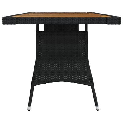 Garden Table Black 160x70x72 cm Poly Rattan & Solid Acacia Wood