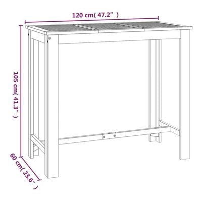 Garden Bar Table 120x60x105 cm Solid Wood Acacia