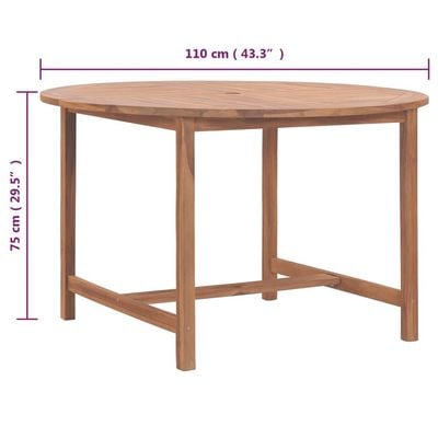 Garden Dining Table Ø110x75 cm Solid Wood Teak