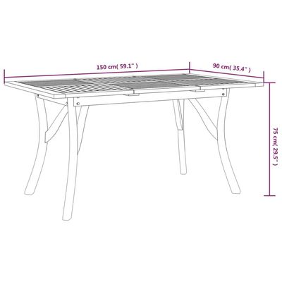 Garden Table 150x90x75 cm Solid Wood Acacia