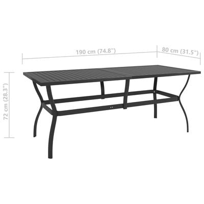 Garden Table Anthracite 190x80x72 cm Steel