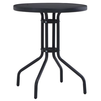 Garden Table Black 60 cm Steel and Glass