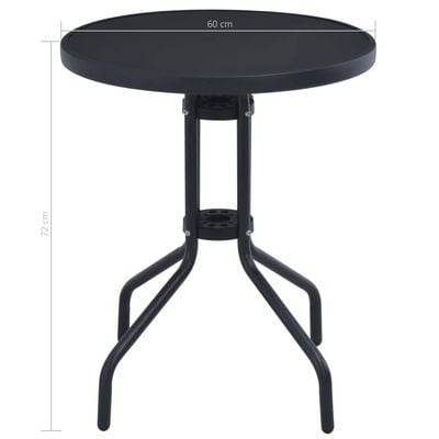 Garden Table Black 60 cm Steel and Glass