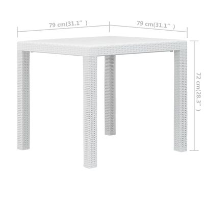 Garden Table White 79x79x72 cm Plastic Rattan Look