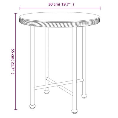 Dining Table Black Ø50 cm Tempered Glass and Steel