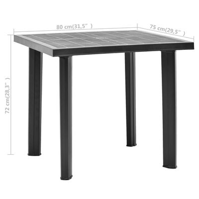 Garden Table Anthracite 80x75x72 cm Plastic