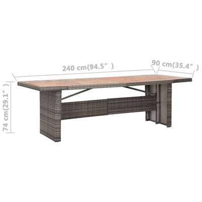 Garden Table 240x90x74 cm Poly Rattan and Solid Acacia Wood