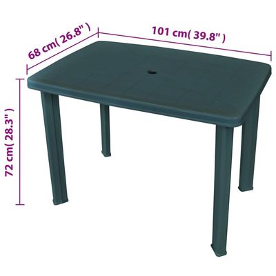 Garden Table Green 101x68x72 cm Plastic