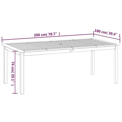 Garden Table 200x100x74 cm Solid Wood Acacia