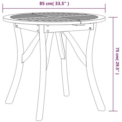 Garden Table Ø 85 cm Solid Wood Acacia