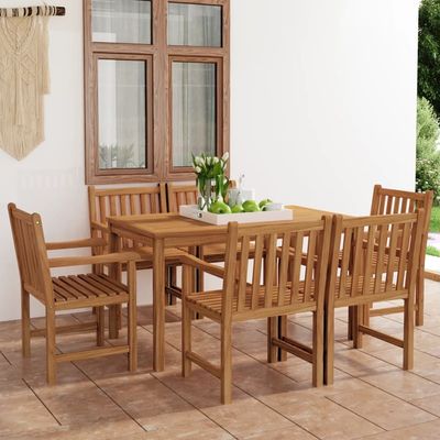 7 Piece Garden Dining Set Solid Teak Wood