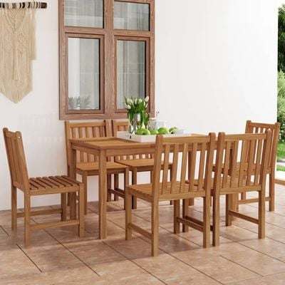 7 Piece Garden Dining Set Solid Teak Wood