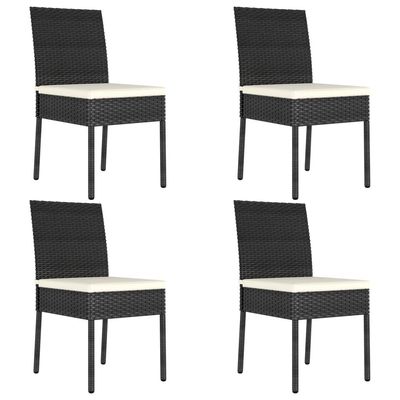 5 Piece Garden Dining Set Poly Rattan Black