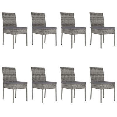 9 Piece Garden Dining Set Poly Rattan Grey