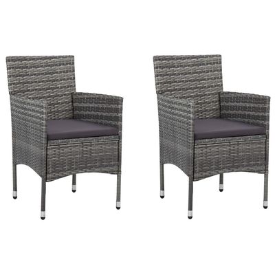 3 Piece Garden Dining Set Grey Poly Rattan and Glass