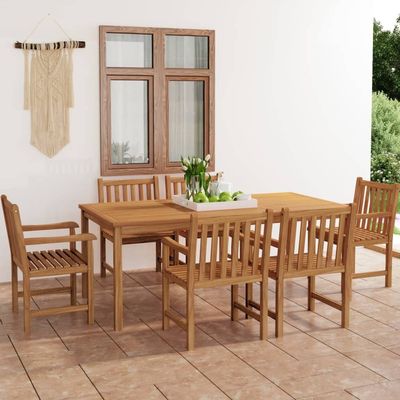 7 Piece Garden Dining Set Solid Teak Wood