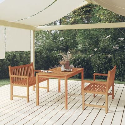 3 Piece Garden Dining Set Solid Wood Teak