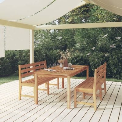 3 Piece Garden Dining Set Solid Wood Teak