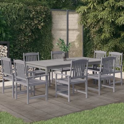 9 Piece Garden Dining Set Solid Wood Acacia Grey