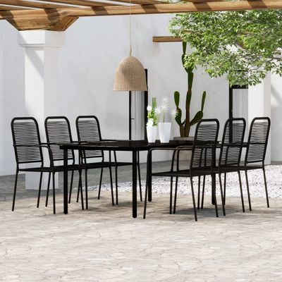 7 Piece Garden Dining Set Black