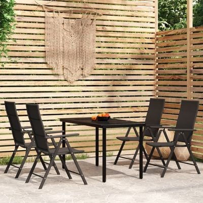 5 Piece Garden Dining Set Black