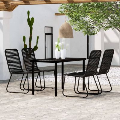 5 Piece Garden Dining Set Black