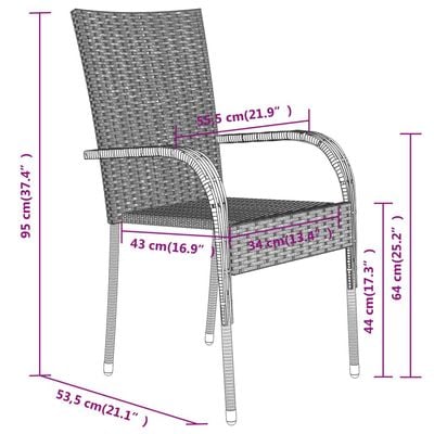 9 Piece Garden Dining Set Grey and Black