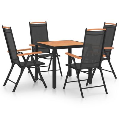 5 Piece Garden Dining Set Aluminium Black