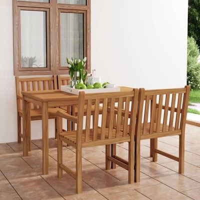 5 Piece Garden Dining Set Solid Teak Wood