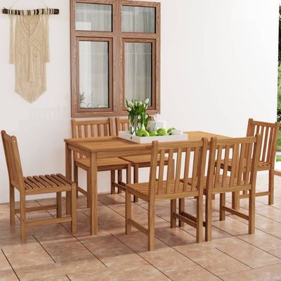 7 Piece Garden Dining Set Solid Teak Wood