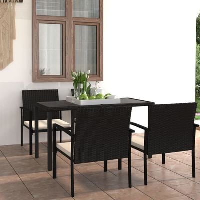 5 Piece Garden Dining Set Poly Rattan Black