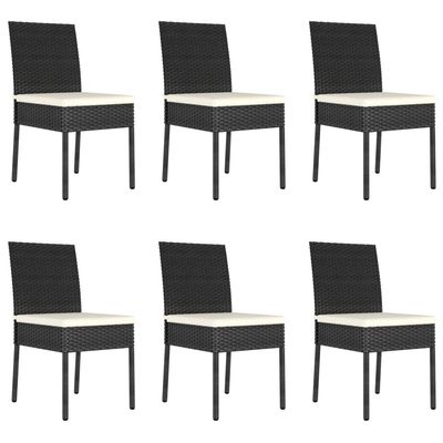 7 Piece Garden Dining Set Poly Rattan Black