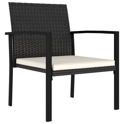 3 Piece Garden Dining Set Poly Rattan Black