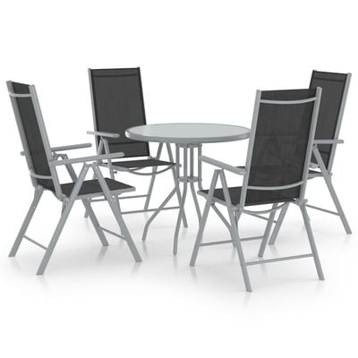 5 Piece Garden Dining Set Aluminium and Textilene Silver