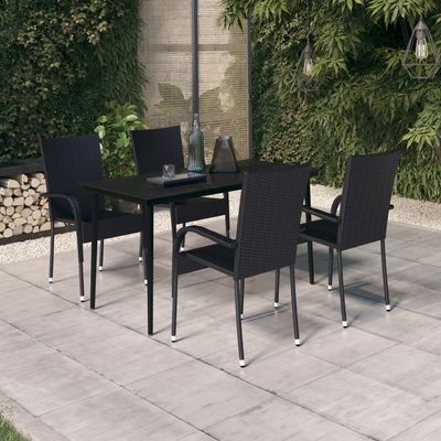 5 Piece Garden Dining Set Black