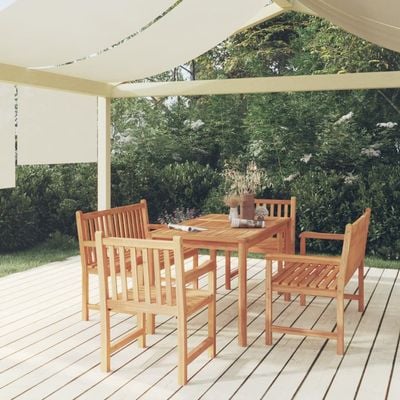 5 Piece Garden Dining Set Solid Wood Teak