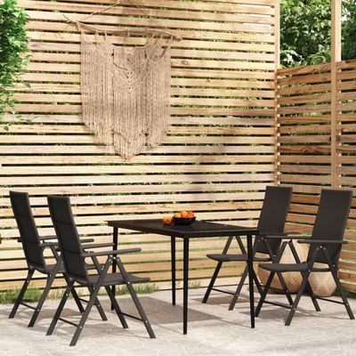 5 Piece Garden Dining Set Black