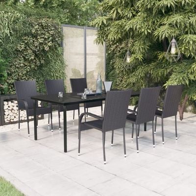 7 Piece Garden Dining Set Black