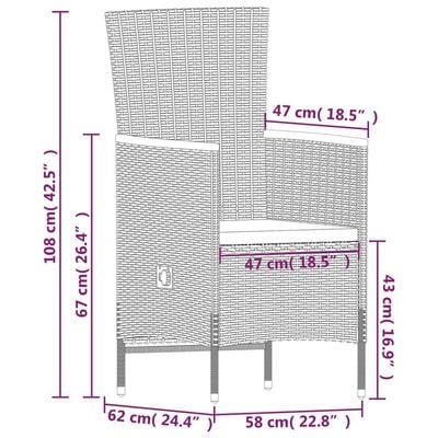 9 Piece Garden Dining Set with Cushions Grey