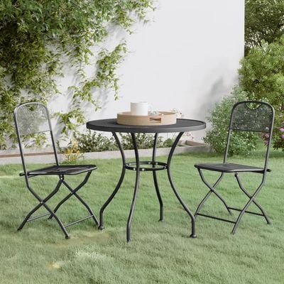 3 Piece Garden Dining Set Expanded Metal Mesh Anthracite