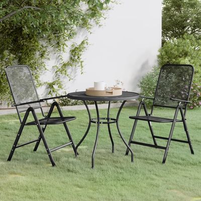 3 Piece Garden Dining Set Expanded Metal Mesh Anthracite