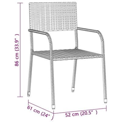 3 Piece Outdoor Dining Set Poly Rattan Grey