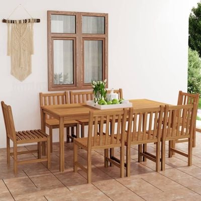 9 Piece Garden Dining Set Solid Teak Wood