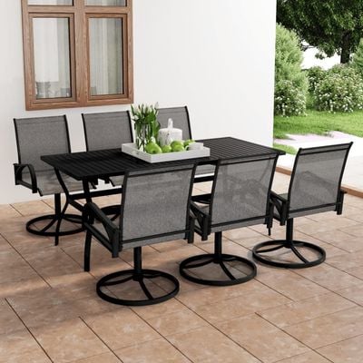 7 Piece Garden Dining Set Textilene and Steel