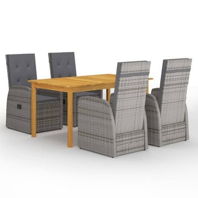 5 Piece Garden Dining Set Grey