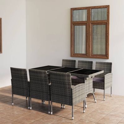 7 Piece Garden Dining Set Poly Rattan Anthracite & Grey