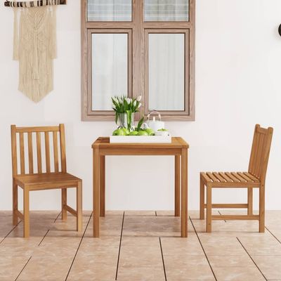 3 Piece Garden Dining Set Solid Teak Wood