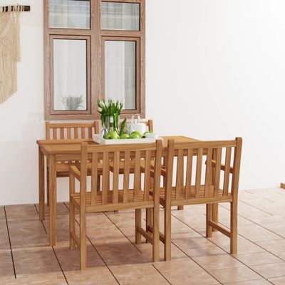 5 Piece Garden Dining Set Solid Teak Wood