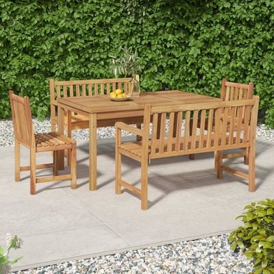 5 Piece Garden Dining Set Solid Wood Teak