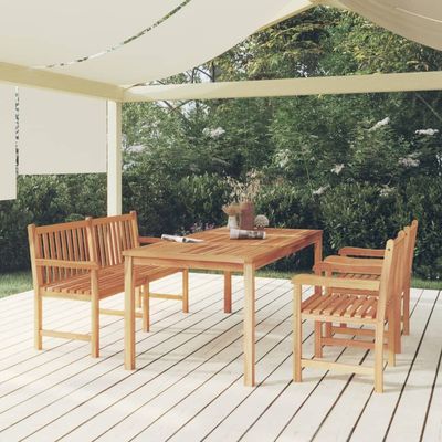 4 Piece Garden Dining Set Solid Wood Teak